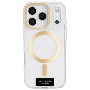 📱 NWT Kate Spade iPhone 17 Pro Case Clear Gold MagSafe Camera Stand 12ft Drop